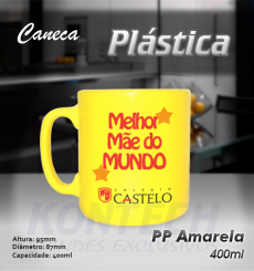 Caneca Plástica Amarela 400 ml