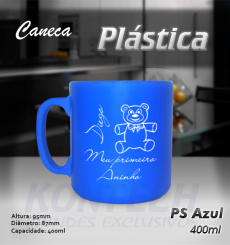 Caneca Plástica Azul 400 ml