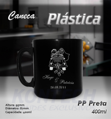 Caneca Plástica Preta 400 ml