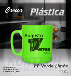 Caneca Plástica Verde Limão 400 ml