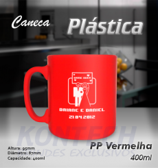 Caneca Plástica Vermelha 400 ml