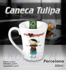 Caneca Tulipa Porcelana 300 ml