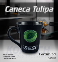 Caneca Tulipa Preta 330 ml